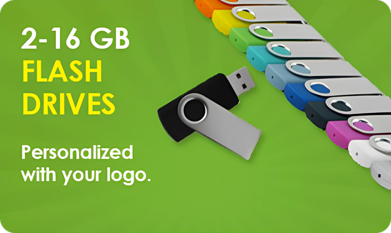 Personalized USB drives in various colors
